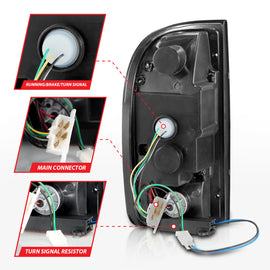 ANZO 95-00 Toyota Tacoma Luces traseras LED Carcasa negra Lente transparente (par)