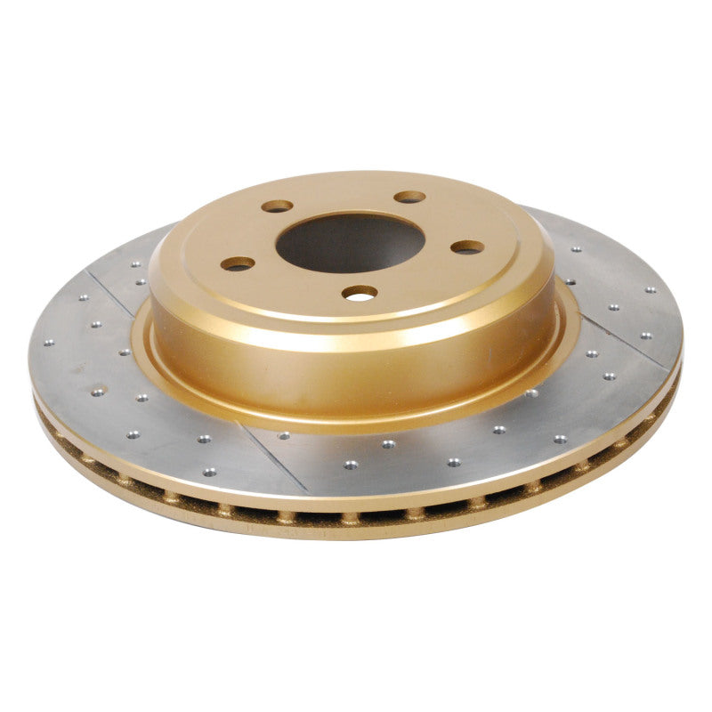 DBA 05-09 Chrysler 300 C Rotor trasero dorado perforado en cruz y ranurado KP Street Series
