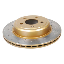 Cargar imagen en el visor de la galería, DBA 05-09 Chrysler 300 C Rotor trasero dorado perforado en cruz y ranurado KP Street Series