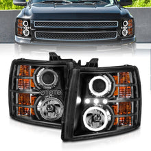 Cargar imagen en el visor de la galería, ANZO 2007-2013 Chevrolet Silverado 1500 Faros delanteros proyectores con halo negro