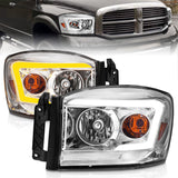 Anzo 06-09 Dodge RAM 1500/2500/3500 Faros delanteros con carcasa cromada/lente transparente (con barras de luz de conmutación)