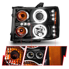 Cargar imagen en el visor de la galería, ANZO 2007-2013 Gmc Sierra 1500 Faros delanteros con proyector con halo negro