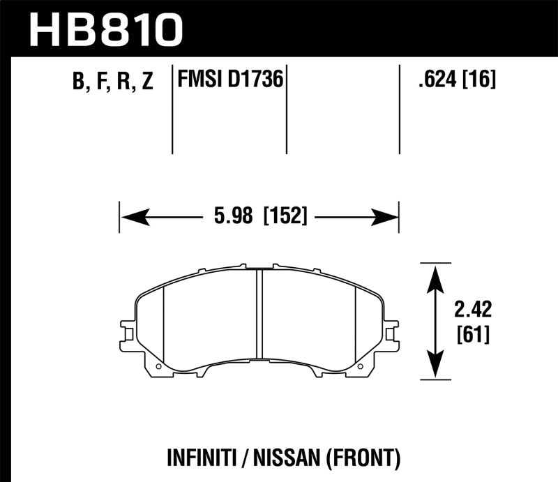Pastillas de freno delanteras Hawk 14-17 Infiniti Q50 HPS 5.0