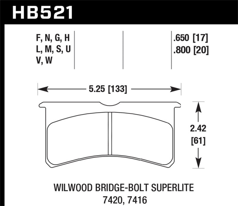 Almohadillas de carrera de alto rendimiento Hawk Wilwood BB SL 7420 DTC-30