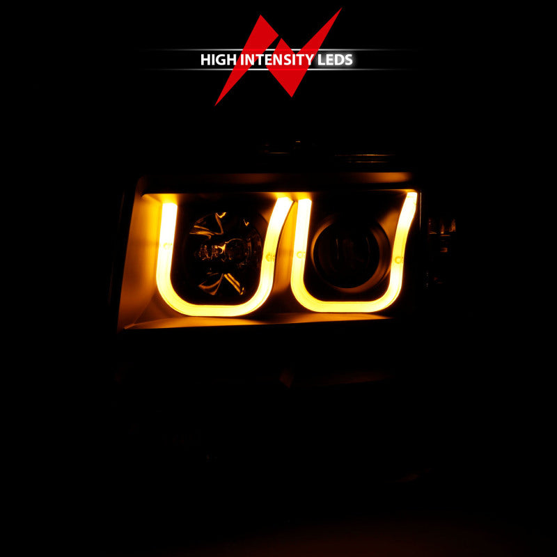 ANZO 2009-2014 Ford F-150 Faros delanteros proyectores con barra en U, color negro con ámbar