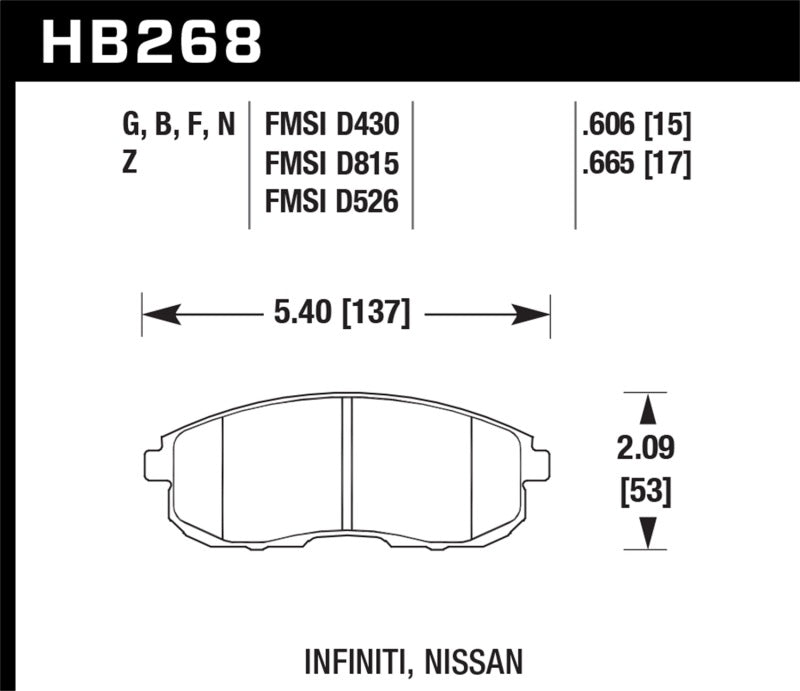 Pastillas de freno delanteras Hawk 90-92 Nissan Maxima HPS Street