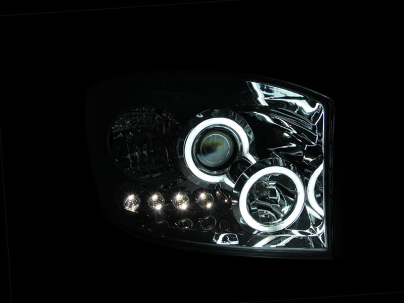 ANZO 2006-2008 Dodge Ram 1500 Faros delanteros con proyector con halo cromado (CCFL)