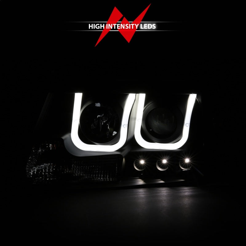 ANZO 2004-2008 Ford F-150 Faros delanteros proyectores con barra en U, color negro
