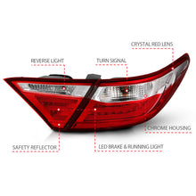 Cargar imagen en el visor de la galería, ANZO 2015-2016 Toyota Camry luces traseras LED rojo/transparente