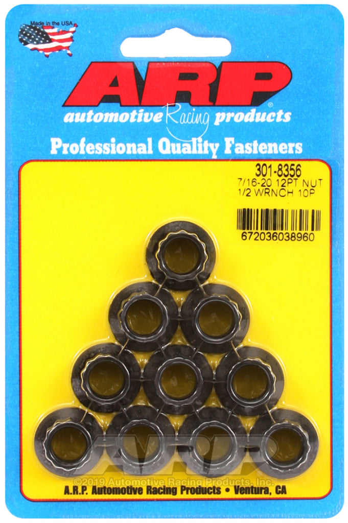ARP 7/16-20 1/2 Socket 12 Pt Nut Kit (Pack of 10)