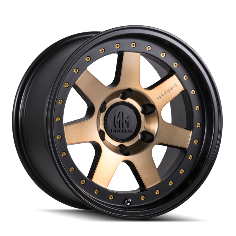 Mayhem 8300 Prodigy 18x9 / 6x135 BP / 0mm Offset / 87.1mm Buje Negro Mate con Rueda Tintada Bronce