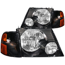 Cargar imagen en el visor de la galería, ANZO 2002-2005 Ford Explorer Crystal Faros delanteros negros con luces de esquina 2 piezas