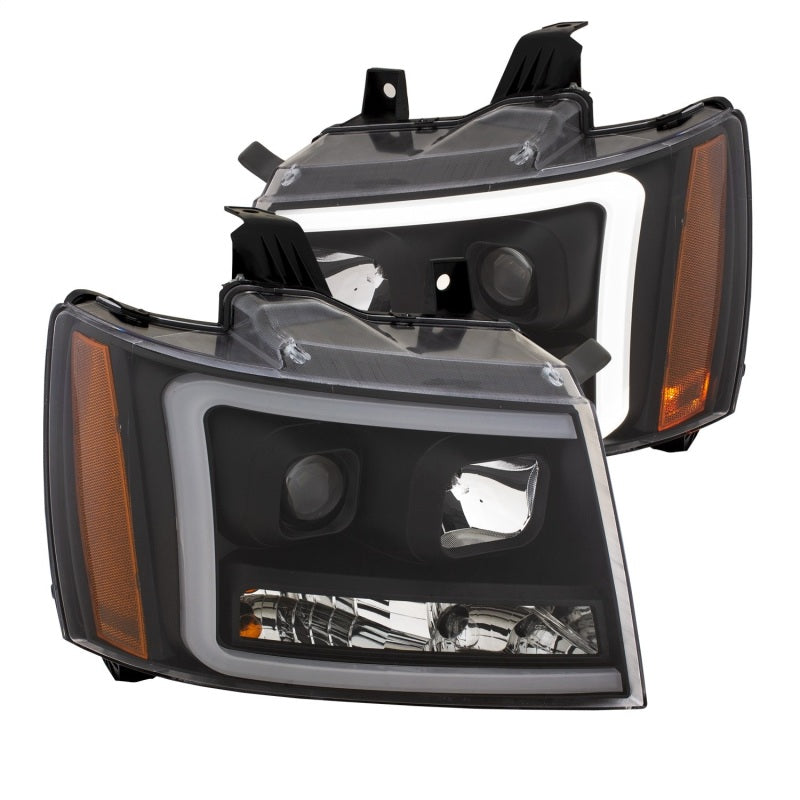 ANZO 07-14 Chevy Tahoe Proyector Faros delanteros con diseño estilo tablón Negro con ámbar