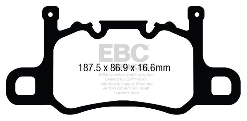 EBC 13-15 Porsche 911 (991) (solo rotor de hierro fundido) 3.8 GT3 Pastillas de freno traseras Yellowstuff