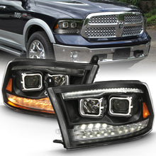 Cargar imagen en el visor de la galería, ANZO 2009-2018 Dodge Ram 1500 Proyector HL Switchback Negro Ámbar