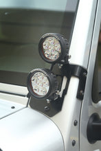 Cargar imagen en el visor de la galería, Rugged Ridge 07-18 Jeep Wrangler JK Semi-Gloss Black Round A-Pillar LED Light Mount Kit