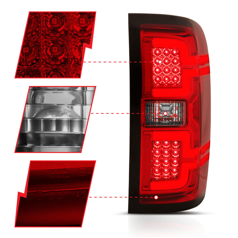 ANZO 2014-2018 Chevy Silverado 1500 luces traseras LED rojo/transparente