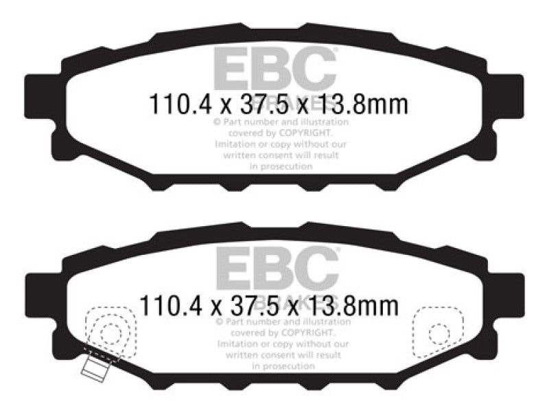 EBC 12+ Subaru BRZ 2.0 (rotores traseros sólidos) Pastillas de freno traseras Greenstuff
