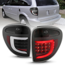 Cargar imagen en el visor de la galería, ANZO 2004-2007 Dodge Grand Caravan luces traseras LED con barra de luz, carcasa negra, lente transparente
