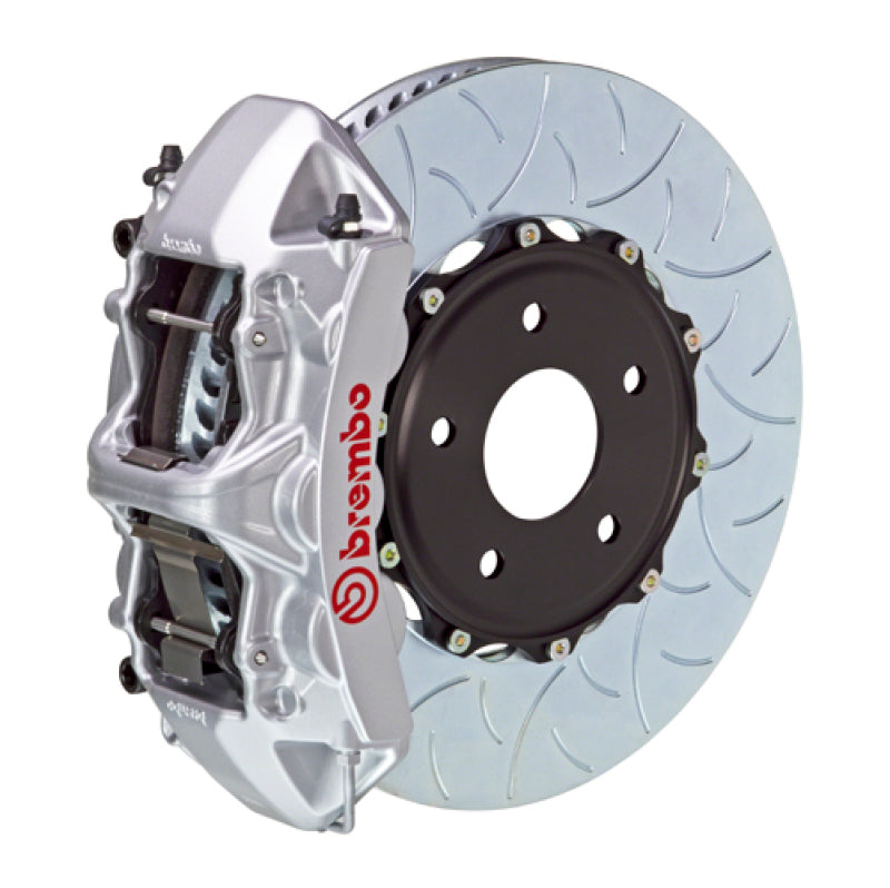 Brembo 22+ WRX Delantero GT BBK 6 Pistones Fundido 350x34 2pc Rotor Ranurado Tipo 3-Plata