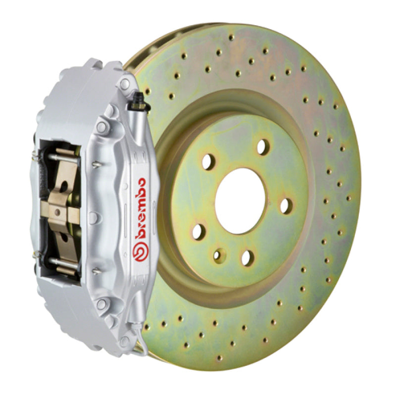 Brembo 82-89 Serie 6 Delantero GT BBK 4 pistones fundidos 2 piezas 332x32 1 pieza rotor perforado-plata