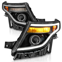 Cargar imagen en el visor de la galería, ANZO 11-15 Ford Explorer (con halógeno de fábrica solo HL) Faros delanteros con barra de luz y carcasa negra