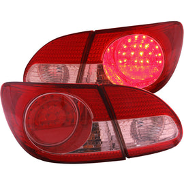 ANZO 2003-2008 Toyota Corolla luces traseras LED rojo transparente 4 piezas