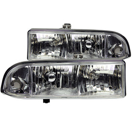 ANZO 1998-2005 Chevrolet S-10 Faros delanteros de cristal cromados