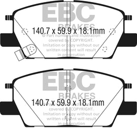 EBC 2016+ Chevrolet Malibu 1.5L Turbo (Elec PB) Pastillas de freno delanteras Yellowstuff