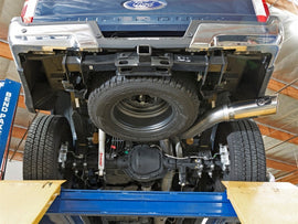 aFe ATLAS Sistema de escape de acero de alumbre con respaldo DPF de 5 pulgadas con punta pulida 2017 Ford Diesel Trucks V8-6.7L (td)