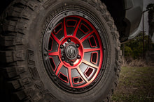 Cargar imagen en el visor de la galería, ICON Victory 17x8.5 5x5 -6mm Offset 4.5in BS Negro satinado con rueda de tinte rojo