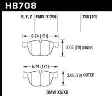 Cargar imagen en el visor de la galería, Hawk 07-08 BMW X5 3.0si/4.8i / 09-13 X5 Xdrive / 08-13 X6 Xdrive HPS Front Brake Pads
