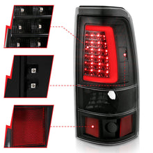 Cargar imagen en el visor de la galería, ANZO 1999-2002 Chevy Silverado 1500 luces traseras LED estilo tablón negro con lente transparente