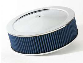 Filtros de aire aFe MagnumFLOW Round Racing P5R A/F Chrome Assy 14x4: Negro/Azul E/M