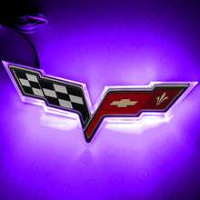 Cargar imagen en el visor de la galería, Oracle Chevrolet Corvette C6 Illuminated Emblem - Dual Intensity - UV/Purple SEE WARRANTY