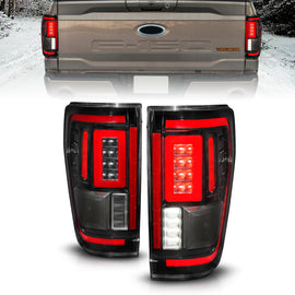 ANZO 21-23 Ford F-150 Luces traseras LED Sec. Señal con cubierta BLIS - Carcasa negra
