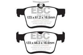 EBC 14+ Audi A3 1.8 Turbo (con freno de estacionamiento electrónico) Pastillas de freno traseras Greenstuff