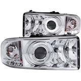 ANZO 1994-2001 Dodge Ram faros delanteros con proyector con halo cromado