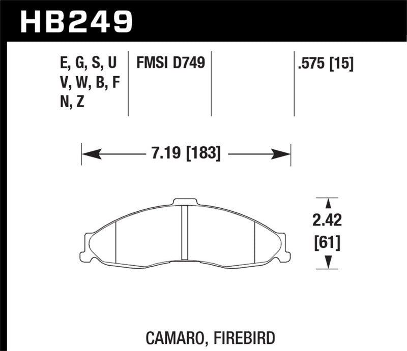 Hawk 98-02 Chevy Camaro / 98-02 Pontiac Firebird Race DTC-60 Pastillas de freno delanteras