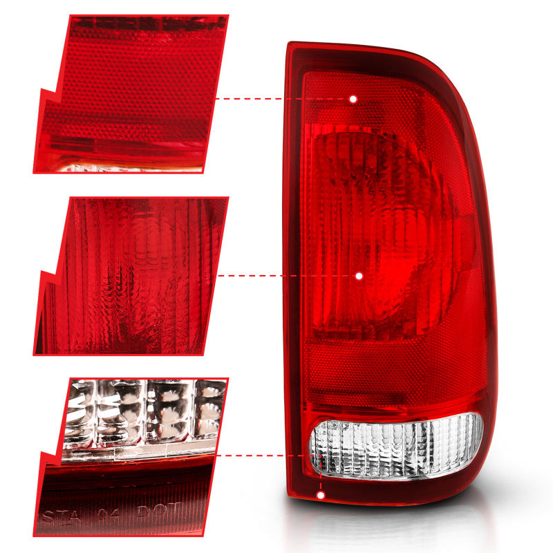 ANZO 1997-2003 Ford F-150 luz trasera roja/lente transparente (reemplazo OE)