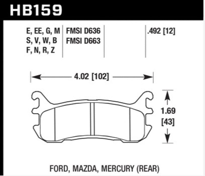 Hawk 03-05 Mazda Miata Juego de pastillas de freno traseras ER-1