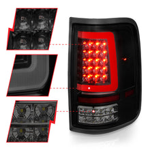 Cargar imagen en el visor de la galería, ANZO 2004-2006 Ford F-150 luces traseras LED con barra de luz, carcasa negra, lente ahumada