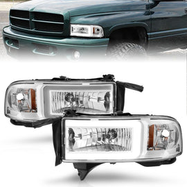 ANZO 94-02 Dodge RAM Crystal Faro delantero - con barra de luz y carcasa cromada