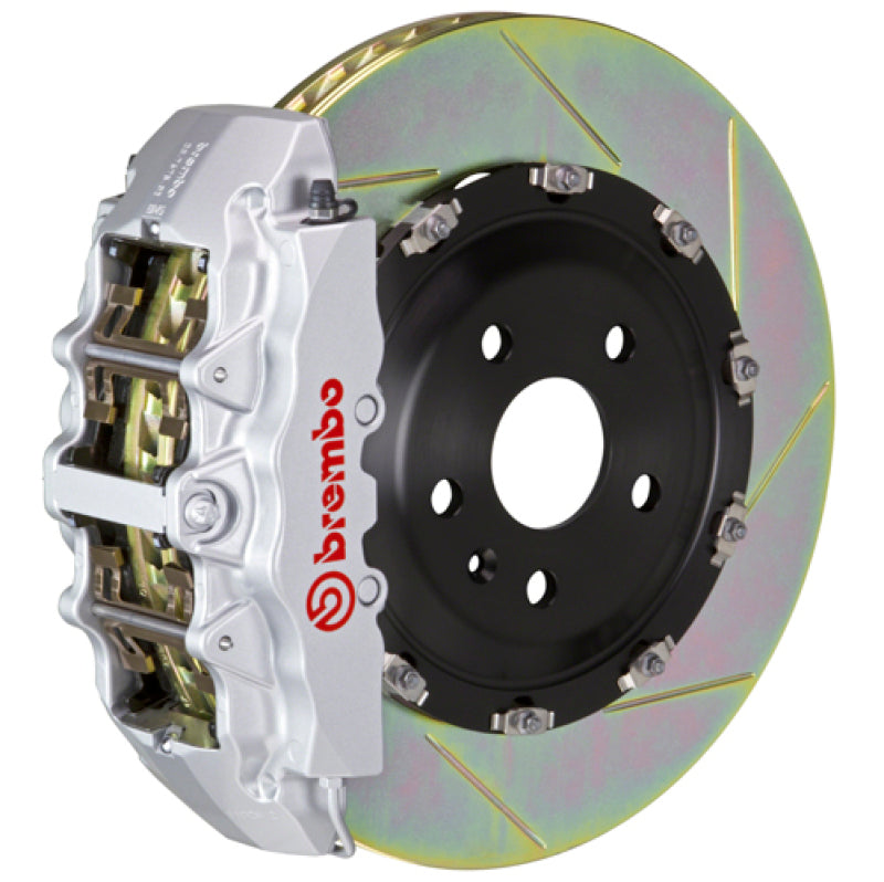 Brembo 13-15 RS5 Delantero GT BBK 6 Pistón Fundido 380x34 2pc Rotor Ranurado Tipo 1-Plata