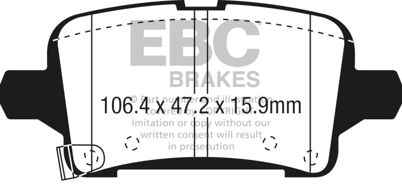 EBC 2016+ Chevrolet Malibu 1.5L Turbo (Elec PB) Pastillas de freno traseras Yellowstuff