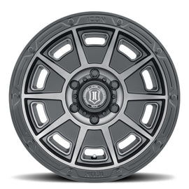 ICON Victory 17x8.5 6x135 6mm Offset 5in BS Rueda de tinte negro satinado ahumado