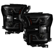 Cargar imagen en el visor de la galería, xTune 15-17 Ford F-150 DRL LED Light Bar Projector Headlights - Black Smoke (PRO-JH-FF15015-LB-BSM)