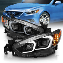 Cargar imagen en el visor de la galería, ANZO 2014-2015 Mazda 6 Projector Headlights w/ Plank Style Design Black