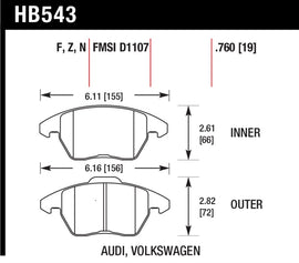 Hawk 2006-2009 Audi A3 TFSIi Quattro 2.0 HPS 5.0 Pastillas de freno delanteras