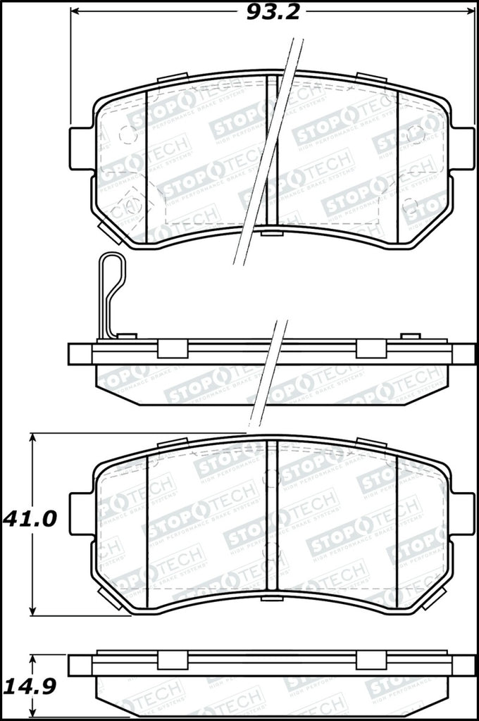 StopTech 10-13 Kia Forte Koup Street Performance Front Brake Pads